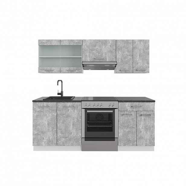 Vicco KUCHYŇSKÝ KOUT R-Line Beton/bílá 200 cm bez pracovní desky