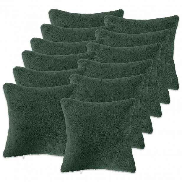 vidaXL Povlak na polštář 12 pcs HEERLEN Tmavě zelená 40 x 40 cm Bouclé