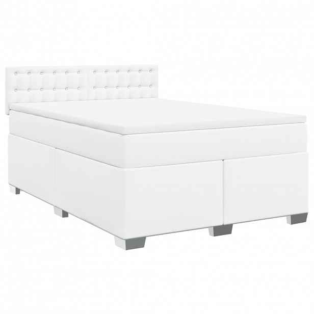 vidaXL Box spring postel s matrací bílá 140 x 190 cm umělá kůže
