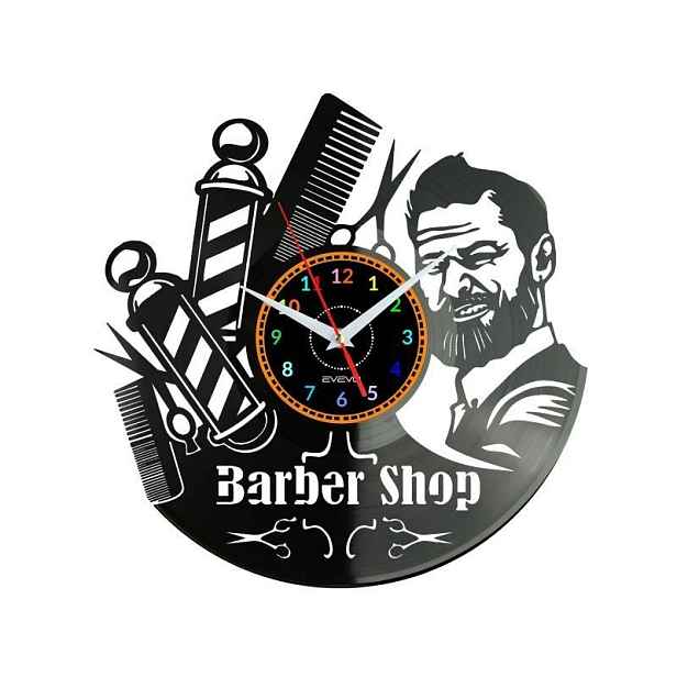 Barber Shop Nástěnné hodiny Vinylová deska Moderní dekorativní jako Dárek