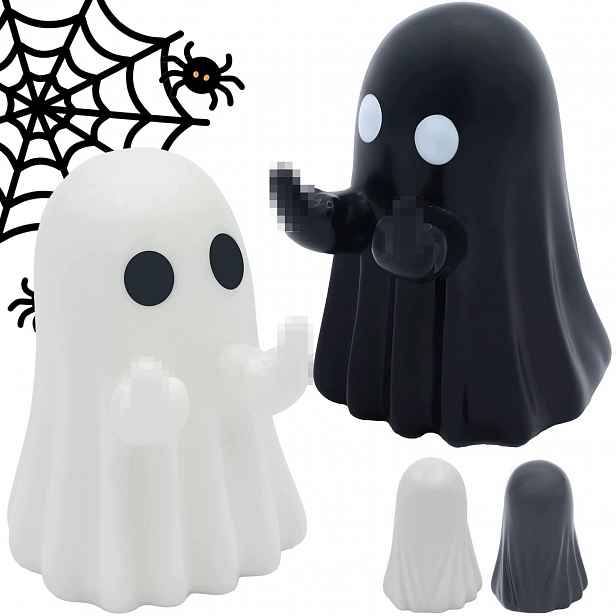 Halloweenské Duchové Figurky 2 Ks Černá Bílá 8 CM Dekorace Na Stůl