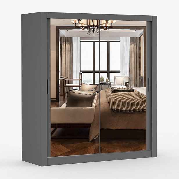 imoebel24 SKŘÍŇ s otočnými dveřmi Milan 180 cm 180/215/64 cm, 2dveřová, šedé