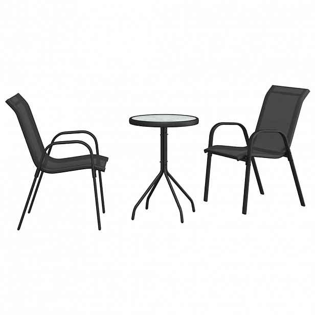 vidaXL Zahradní bistro set 3 ks Černá Ocel