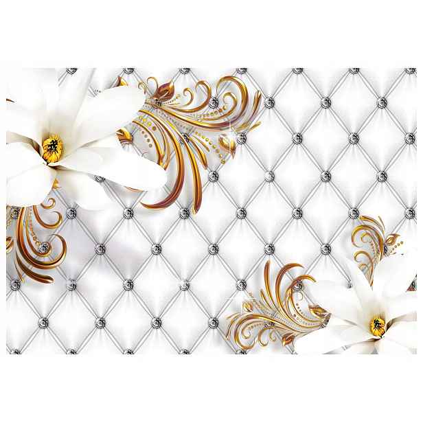 Vliesová fototapeta Magnolie zlato stříbro na stříbrném pozadí 312x219 lepidlo