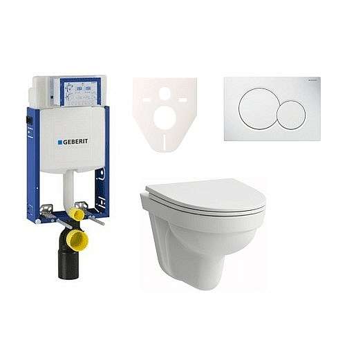 Závěsný set WC Laufen Pro Nordic + modul Geberit Kombifix s tlačítkem Sigma 01 (bílá) SIKOGE2H1