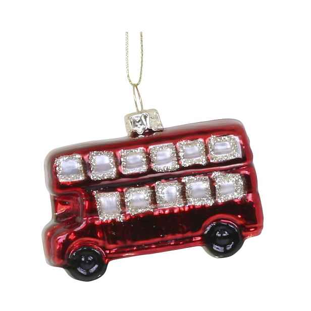 Červená skleněná vánoční ozdoba autobus - 6*3*5 cm Chic Antique