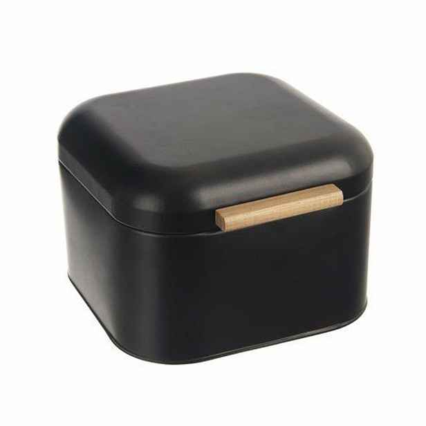 chlebovka 21,5x20x14cm BLACK, plech/bambus