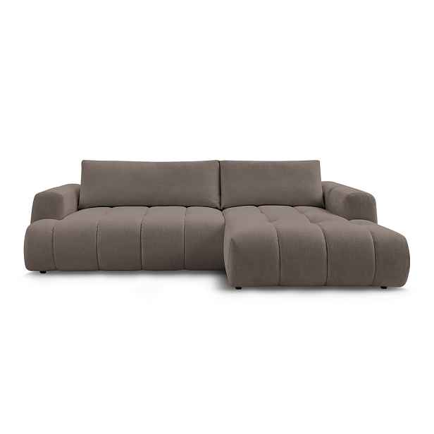 Taupe rozkládací/s úložným prostorem rohová pohovka (pravý roh/s lenoškou) Fuji – Bobochic Paris