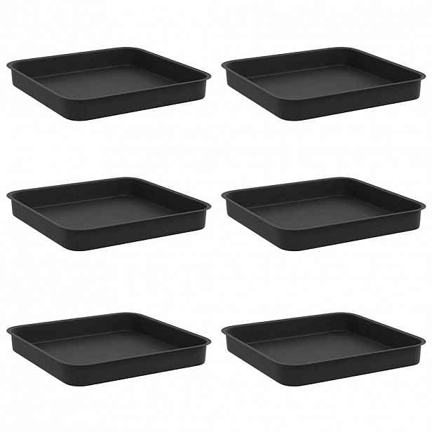 vidaXL Čtvercový květinový tác 6 ks Černá 15 x 15 x 2 cm Plast