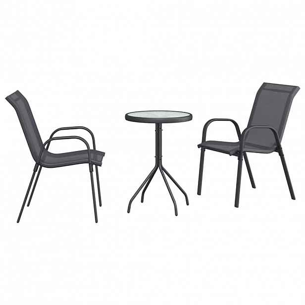 vidaXL Zahradní bistro set 3 ks Šedá Ocel