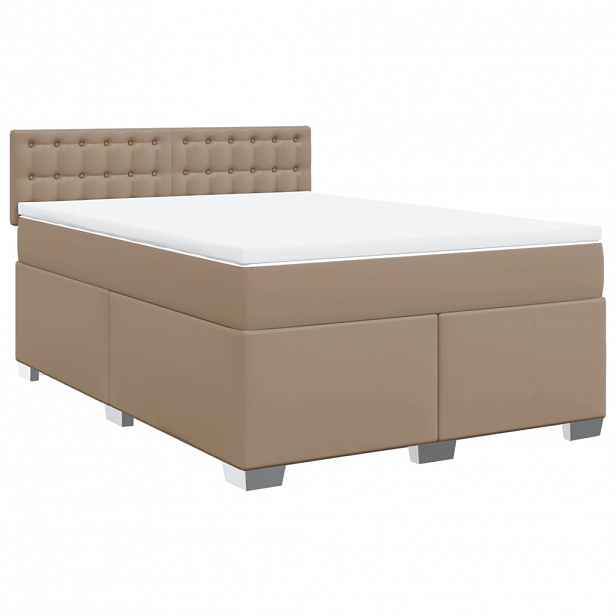 vidaXL Box spring postel s matrací cappuccino 140x190 cm umělá kůže