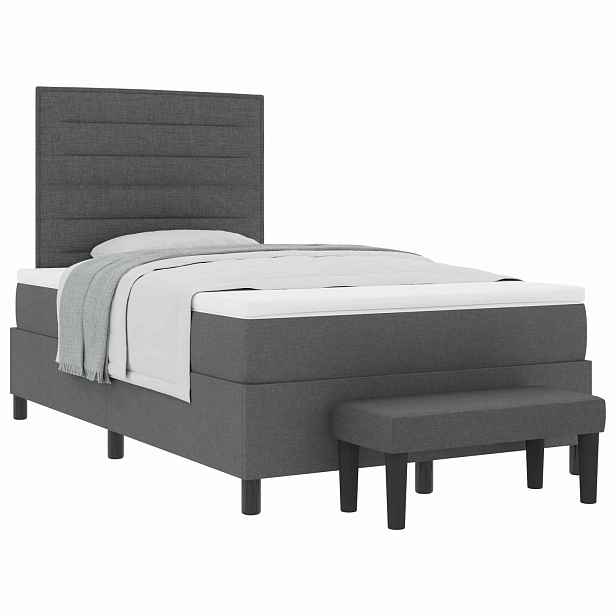 vidaXL Postel s boxspringem s polštářem Tmavě šedá 120 x 200 cm textil