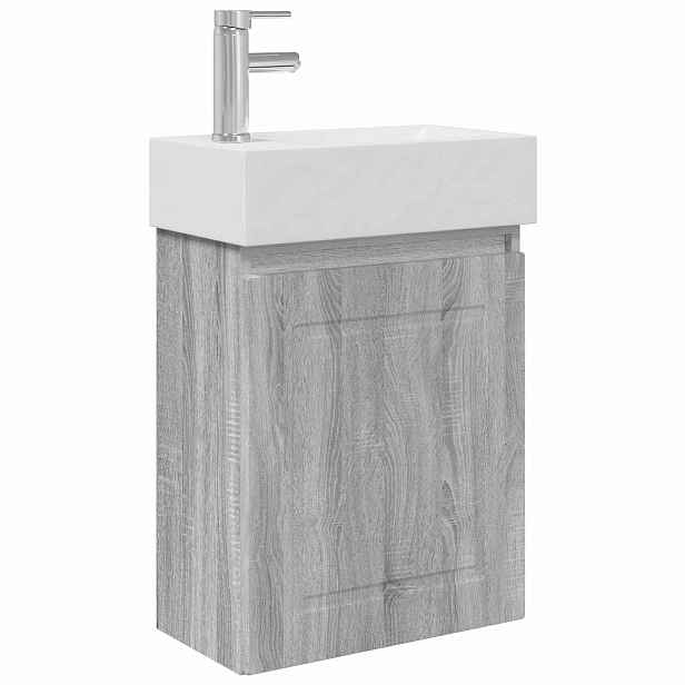 vidaXL Koupelnová skříňka s baterií Šedý Sonoma 45,5 x 22,5 x 84 cm