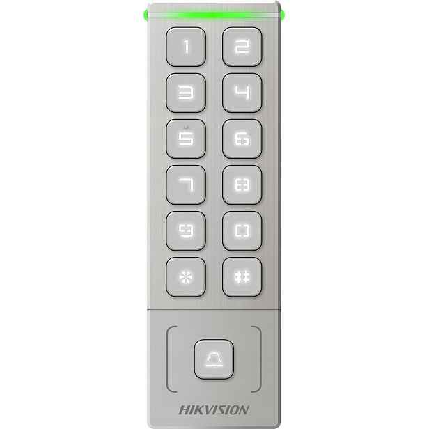 Hikvision DS-K1T809MX Kódový Zámek Rfid 13.56MHz 1000 Karet IP65 Stříbrný