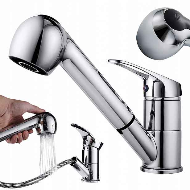 Kuchyňská Baterie s vytahovací sprškou kuchyňská baterie Stojící na dřezu G3/8 Stříbro