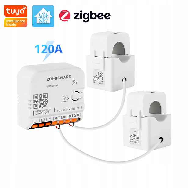 Počítadlo 2-fázové 2-směrné převodovky 120A Tuya Home Assistant ZigBee2MQTT