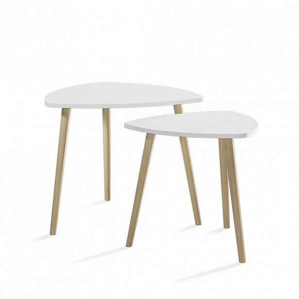Vicco KONFERENČNÍ STOLEK Twino Bílá/Sonoma 60 x 50 cm Sada 2 kusů