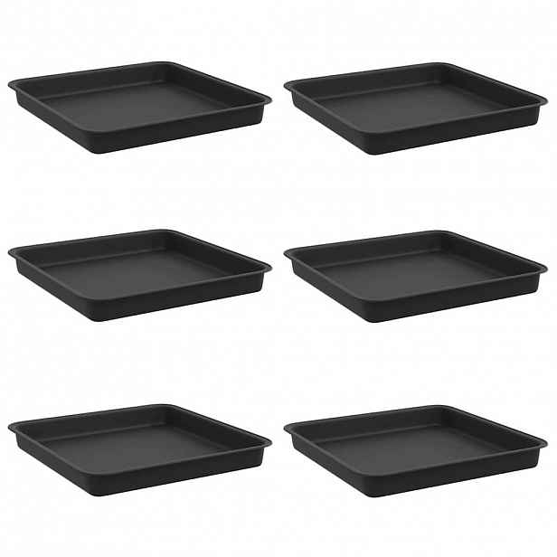 vidaXL Čtvercový květinový tác 6 ks Černá 18 x 18 x 2 cm Plast