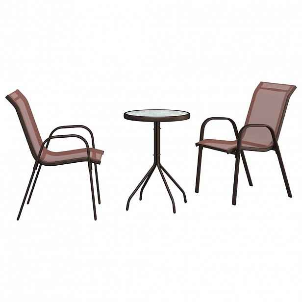 vidaXL Zahradní bistro set 3 ks Hnědá Ocel