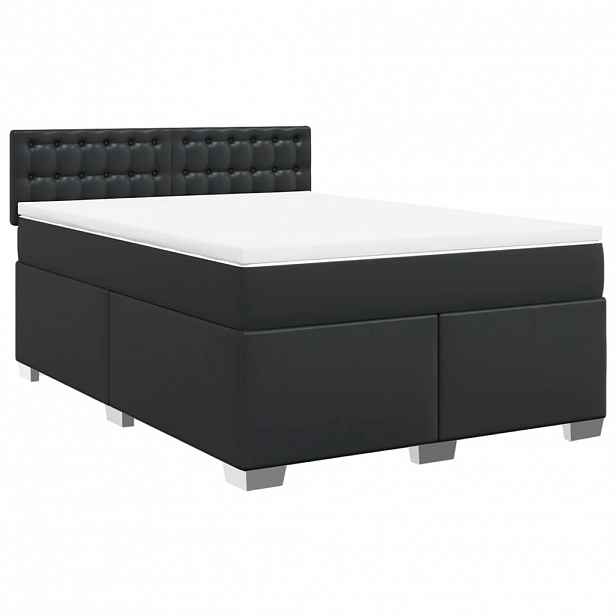 vidaXL Box spring postel s matrací černá 140x200 cm umělá kůže