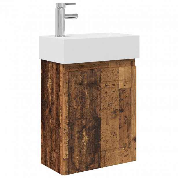 vidaXL Koupelnová skříňka s baterií Staré dřevo 45,5 x 22,5 x 84 cm