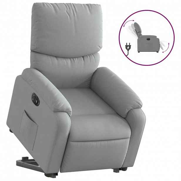vidaXL Elektrické zvedací polohovací křeslo světle šedé textil