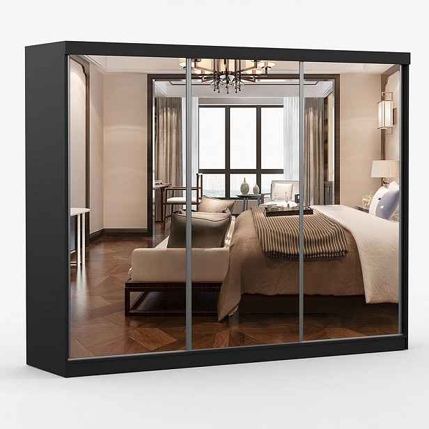 imoebel24 SKŘÍŇ s otočnými dveřmi Milan 250 cm 250/215/64 cm, 3dveřová, černý
