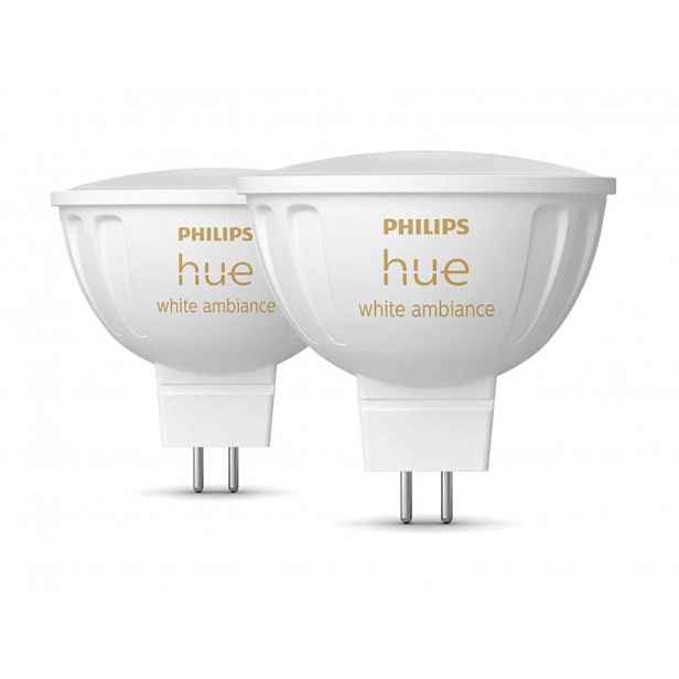Philips Hue Smart žárovky - Chytrá LED žárovka GU5,3, MR16, 5,1 W, stmívatelná, bílé světlo, 2ks 929003575202