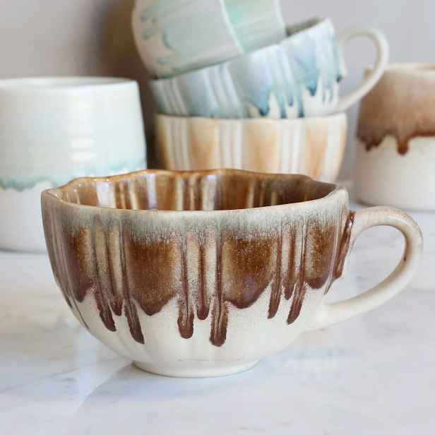 Porcelánový šálek se stékající glazurou New Bone China Coffee – Ø 11*6,5 cm Chic Antique