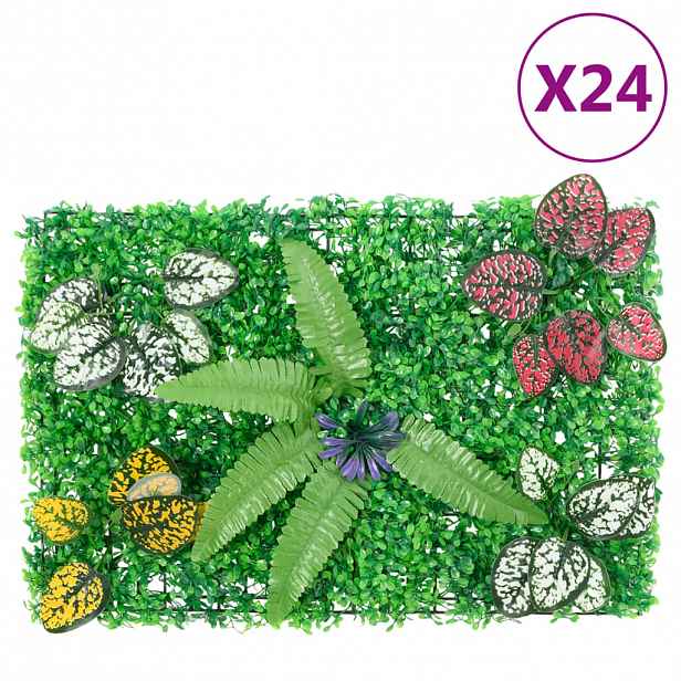 vidaXL Umělý plot s rostlinami 24 ks zelený 40 x 60 cm