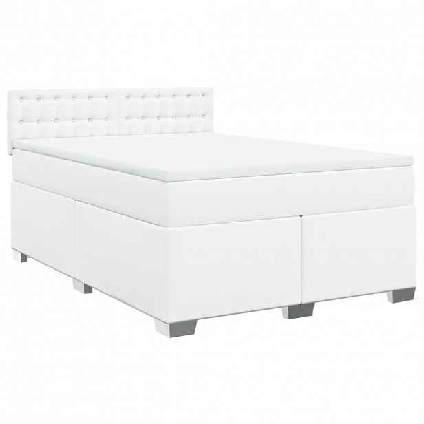 vidaXL Box spring postel s matrací bílá 140x200 cm umělá kůže