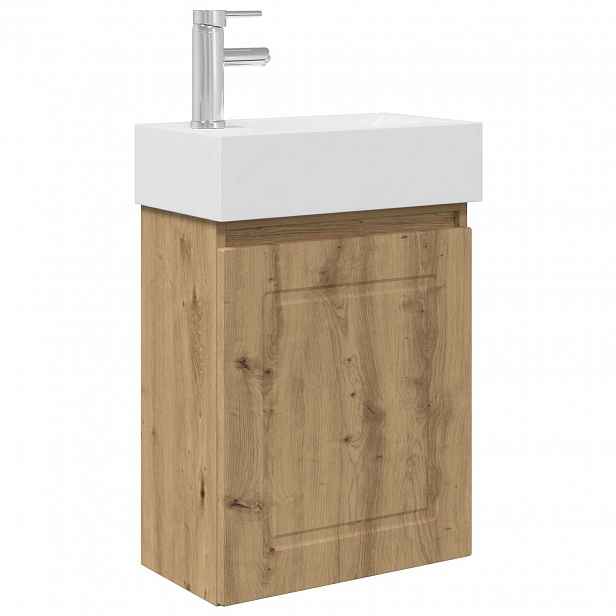 vidaXL Koupelnová skříňka s baterií Dub artisan 45,5 x 22,5 x 84 cm