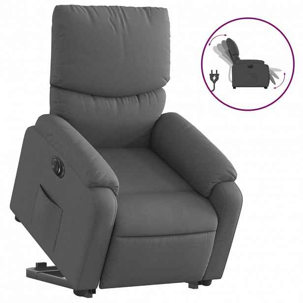 vidaXL Elektrické zvedací polohovací křeslo tmavě šedé textil