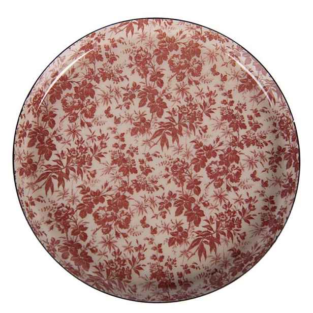 Bílo-červený kovový podtácek Antique - Ø 11*1 cm Clayre & Eef