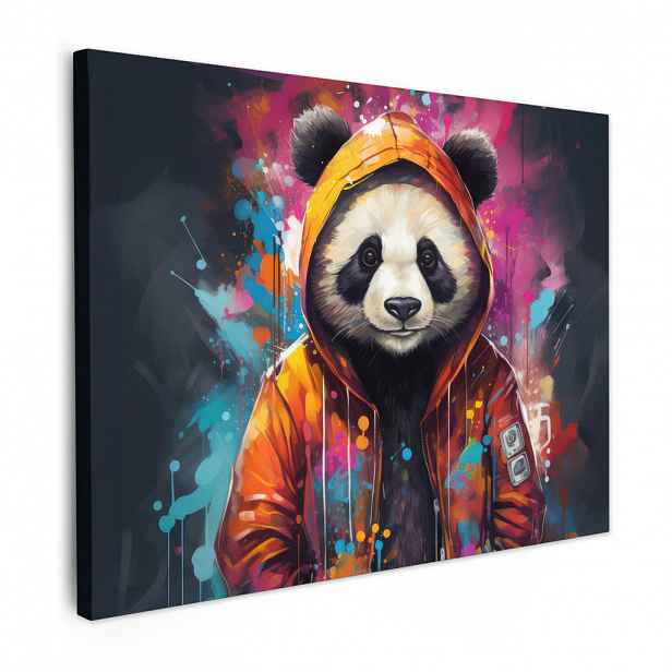 MuchoWow OBRAZ NA PLÁTNĚ Panda - Bunda - Graffiti - Oranžová 40x30 cm
