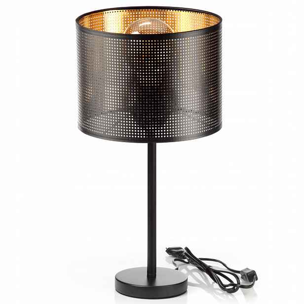 Noční Lampa Stolní Ažurová Stínidlo S Dírkami Zlatá Černá Ledová Polsko