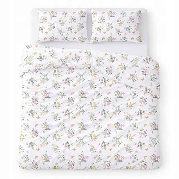 Povlečení bavlněné 160x200 bílé s polními květy, jemné Cotton Home