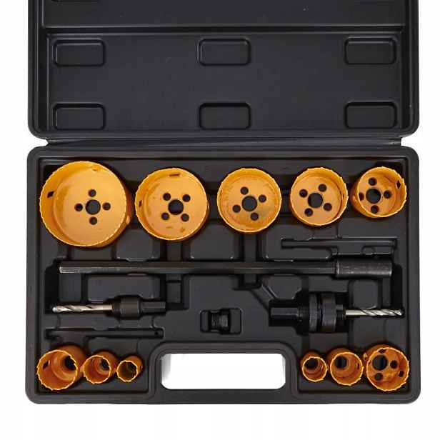 Sada Děrových Pil Na Dřevo A Kov 17ks 19-76mm+adaptér KD10758