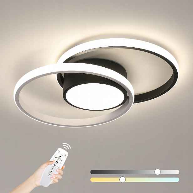 Stropní Led lampa závěsná černá+bílá moderní stmívatelná s dálkovým ovládáním 40W