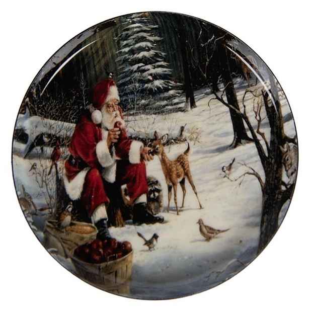 Barevný kovový podtácek Santa - Ø 11*1 cm Clayre & Eef