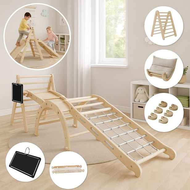 Juskys 106296 Dětská lezecká sestava 5v1, vnitřní, ve stylu Montessori