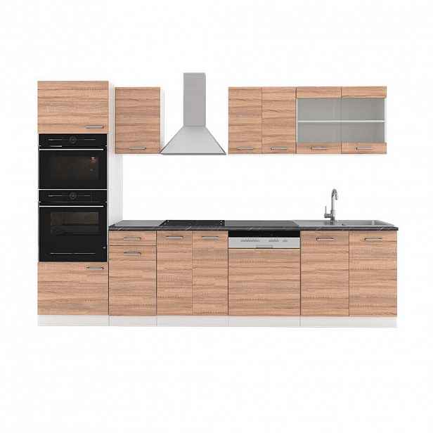 Vicco KUCHYŇSKÝ KOUT R-Line Sonoma 300 cm s vysokou skříní, PD Antracit