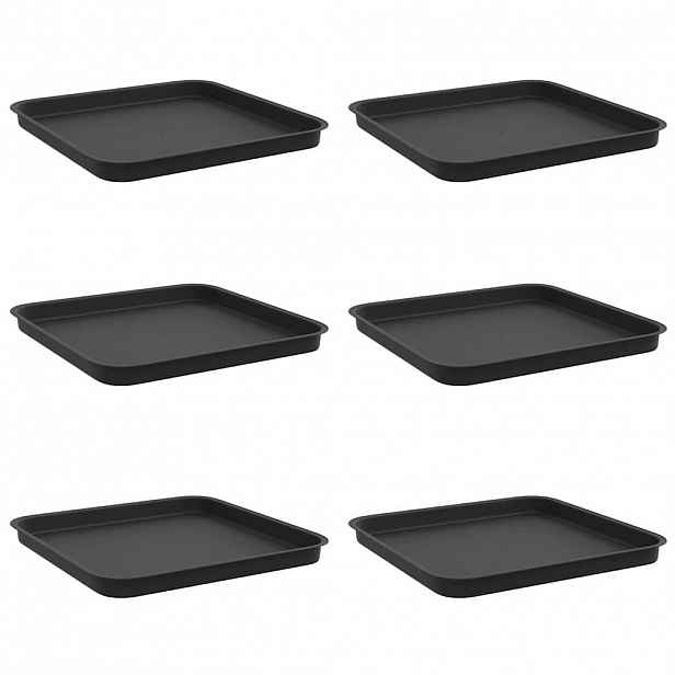 vidaXL Čtvercový květinový tác 6 ks Černá 32 x 32 x 2,5 cm Plast