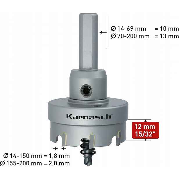 Korunkový Vrták 110 mm Easy-Cut s karbidovým zubem, Karnasch (201020110)