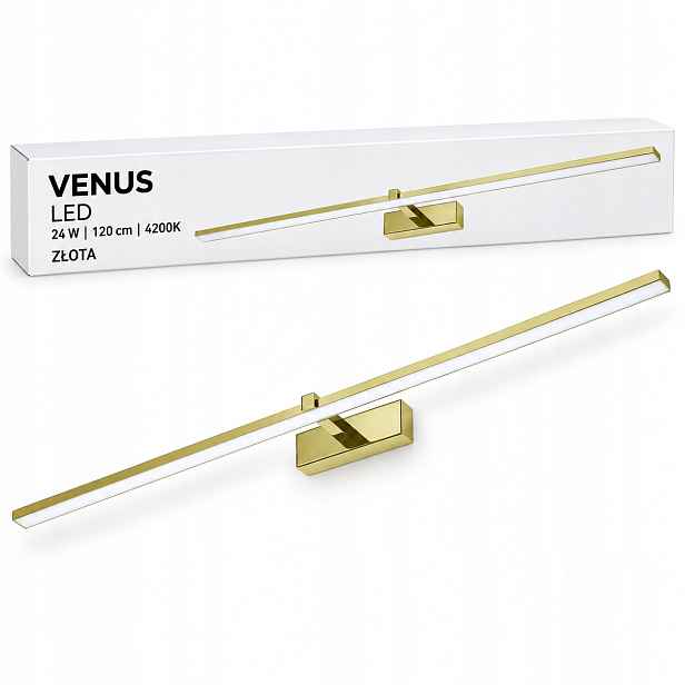 Zlatá nástěnná lampa Venus 24W 120 cm Led nad postel 4200K IP44 1640lm Nw