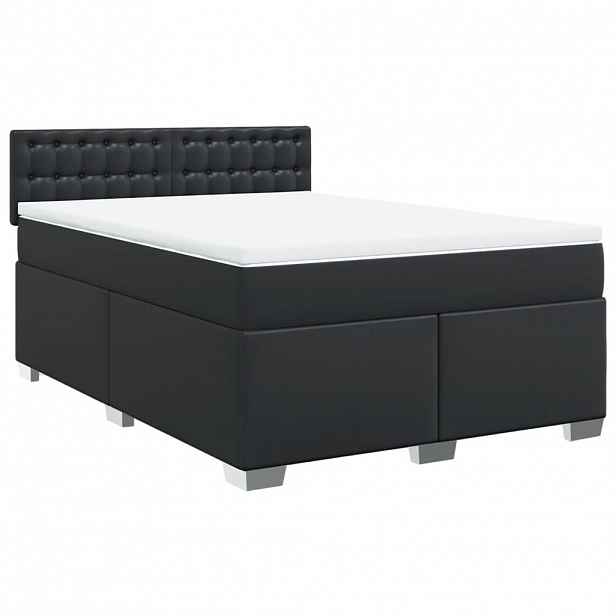 vidaXL Box spring postel s matrací černá 160x200 cm umělá kůže