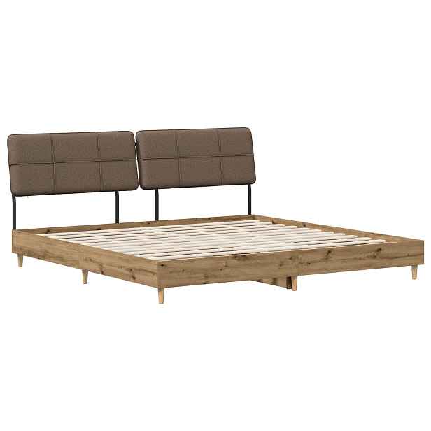 vidaXL Dvoulůžková postel s čelem dub artisan a taupe 200 x 200 cm