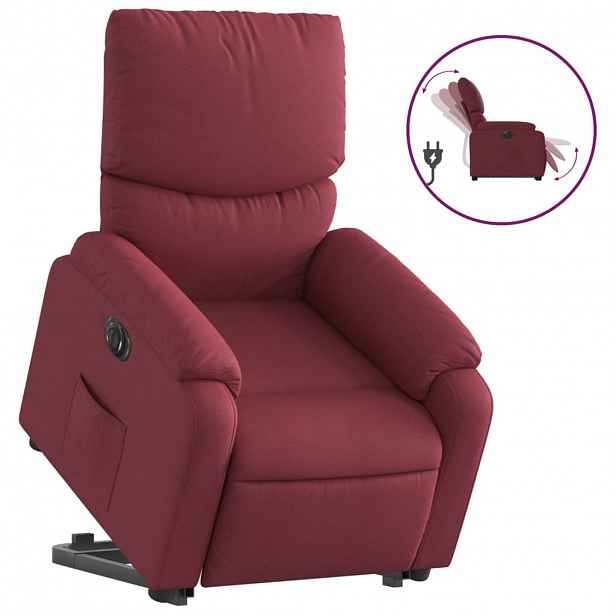 vidaXL Elektrické zvedací polohovací křeslo vínové textil