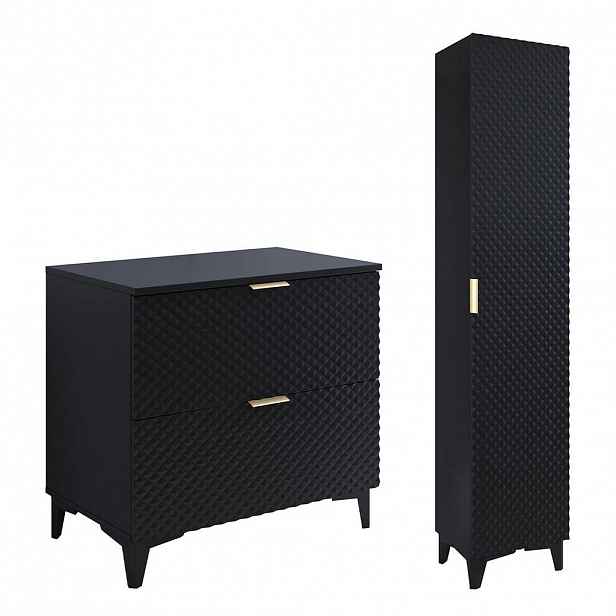 Petits-meubles KOUPELNOVÝ NÁBYTEK 80.4cm Cléa 2er-Set Černá