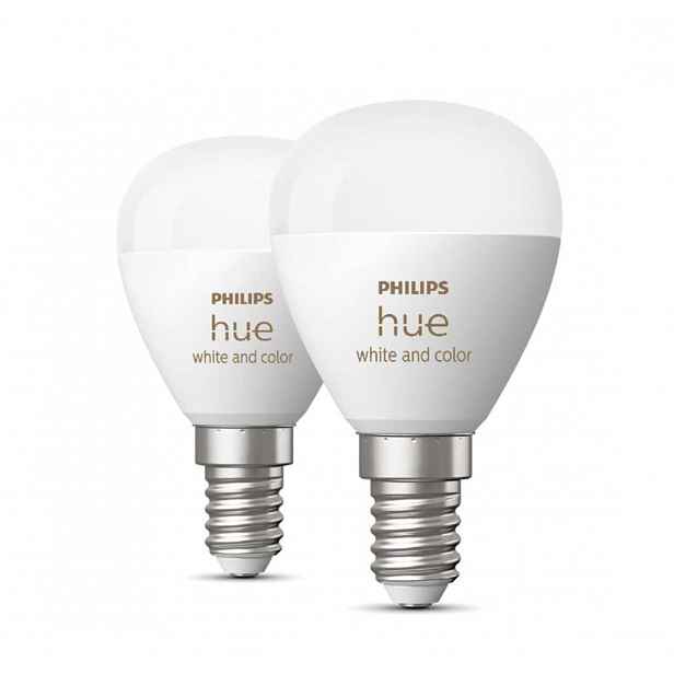 Philips Hue Smart žárovky - Chytrá LED žárovka E14, 5,1 W, stmívatelná, bílé i barevné světlo, 2 ks 929003573602